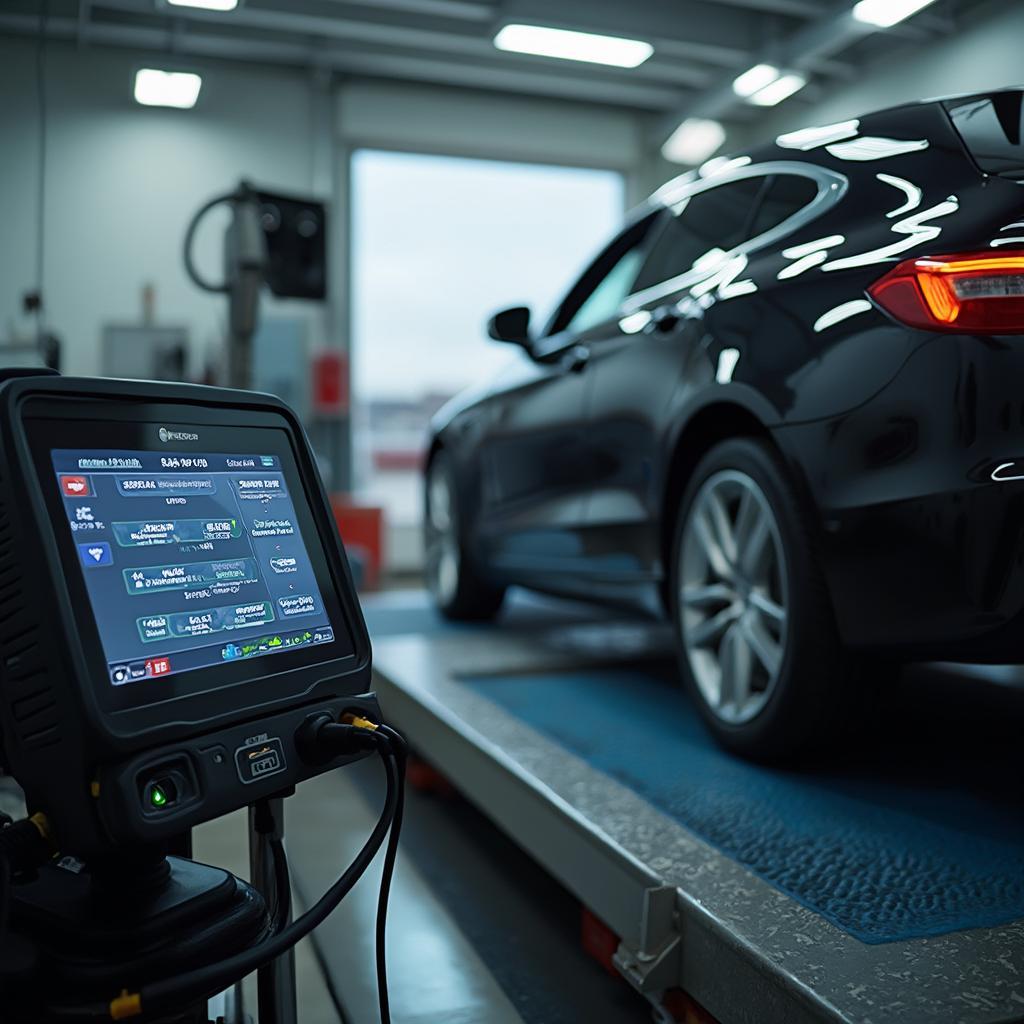 Car on Dyno with OBD2 Scanner