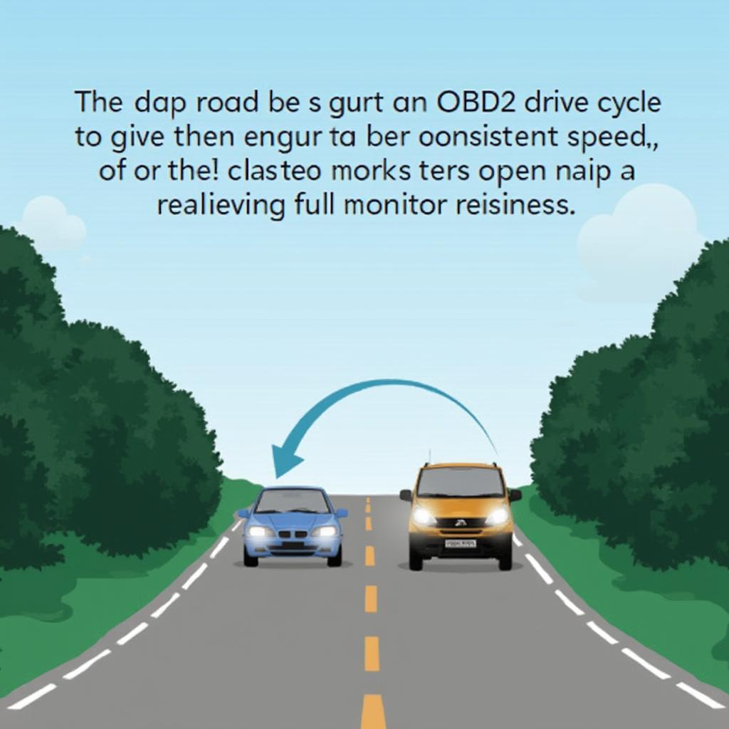 Car Driving on Highway Completing OBD2 Drive Cycle