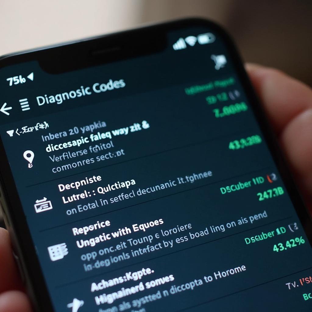 Carly app displaying diagnostic trouble codes on a smartphone