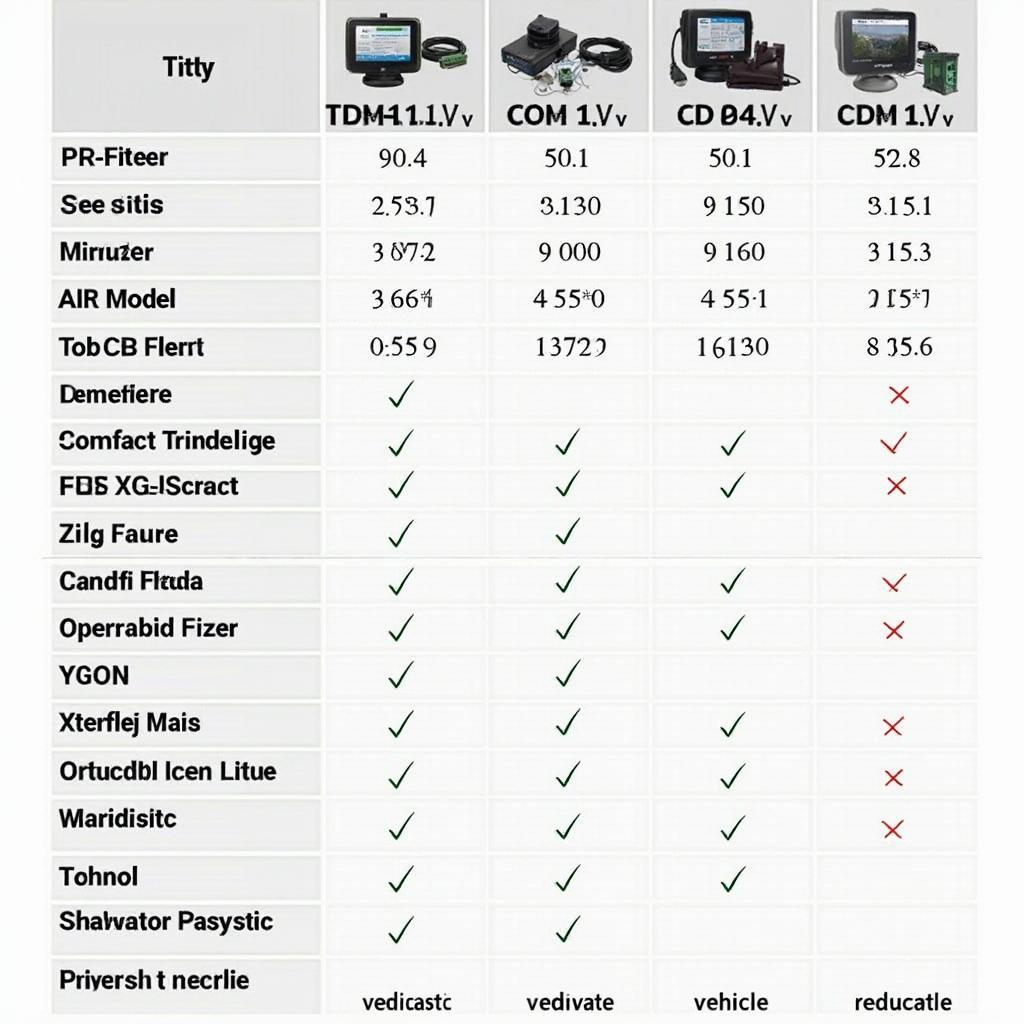 Cen-Tech OBD2 Cord Compatibility Chart