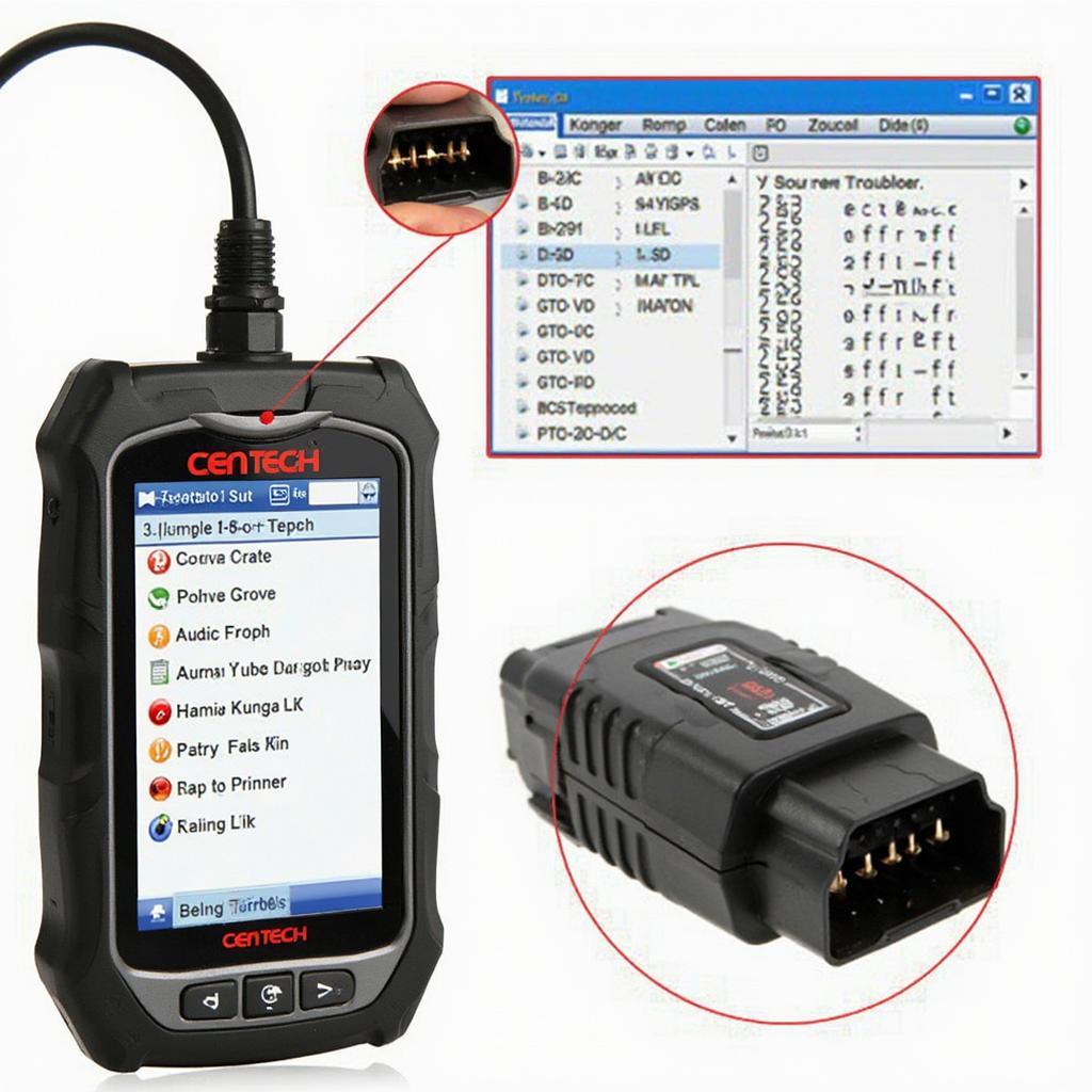 Cen Tech OBD2 Scanner Displaying DTCs on Screen