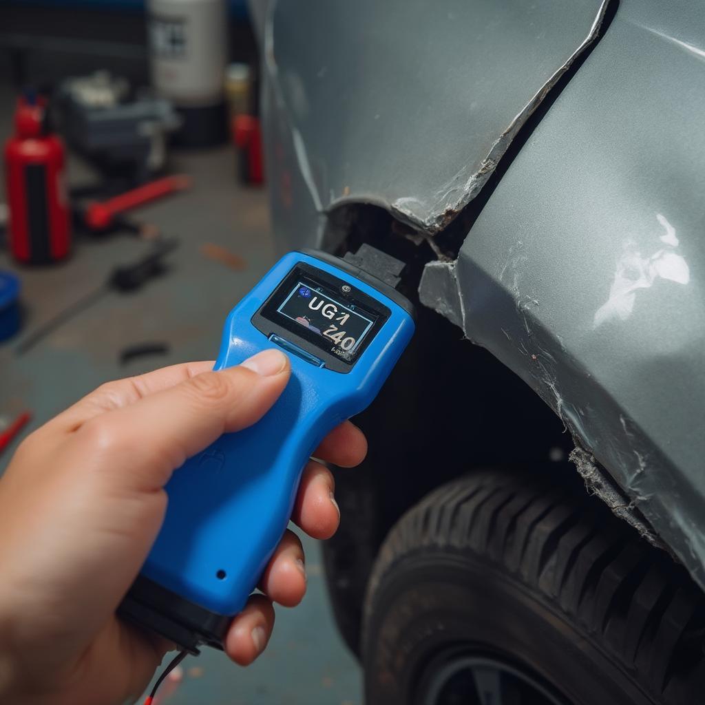 Cheap OBD2 Bluetooth Scanner Connected to a Damaged Car