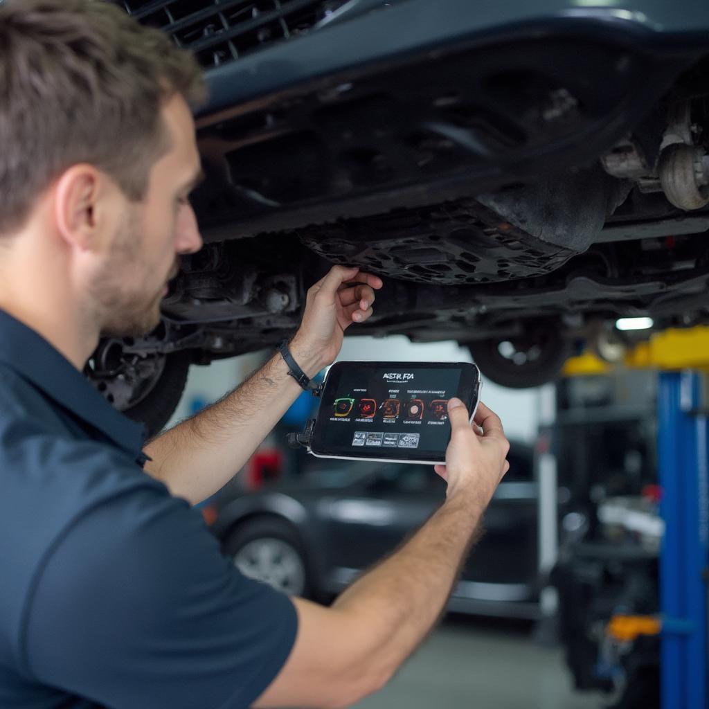 Mechanic Checking OBD2 Codes on a Hyundai Accent