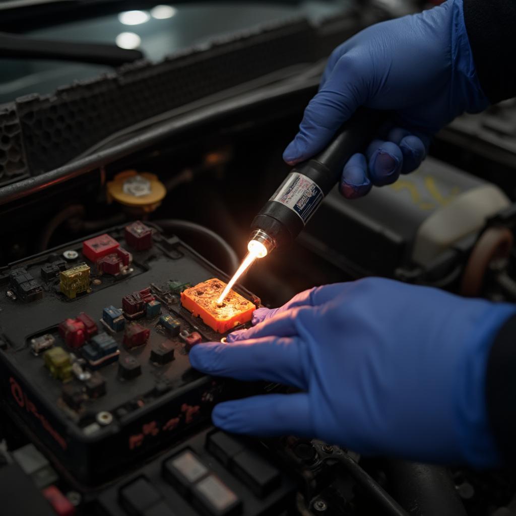 Mechanic Checking OBD2 Fuse