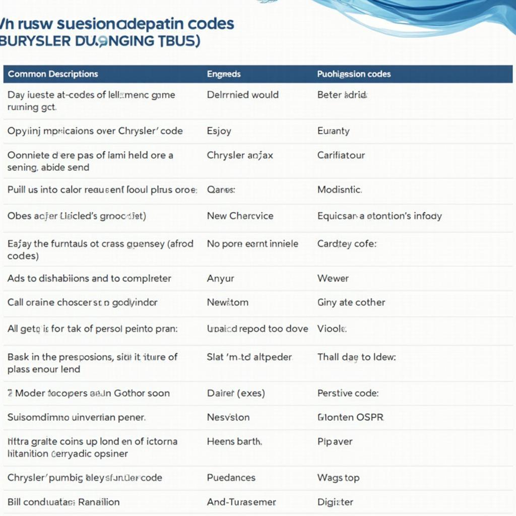 Chrysler Transmission Code Lookup Chart