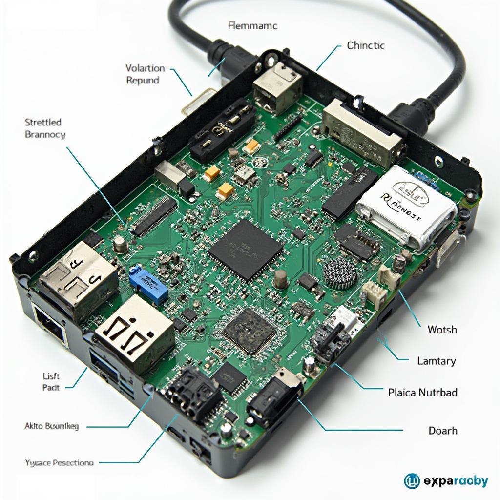 Close-up view of the circuitry inside an eco OBD2 device