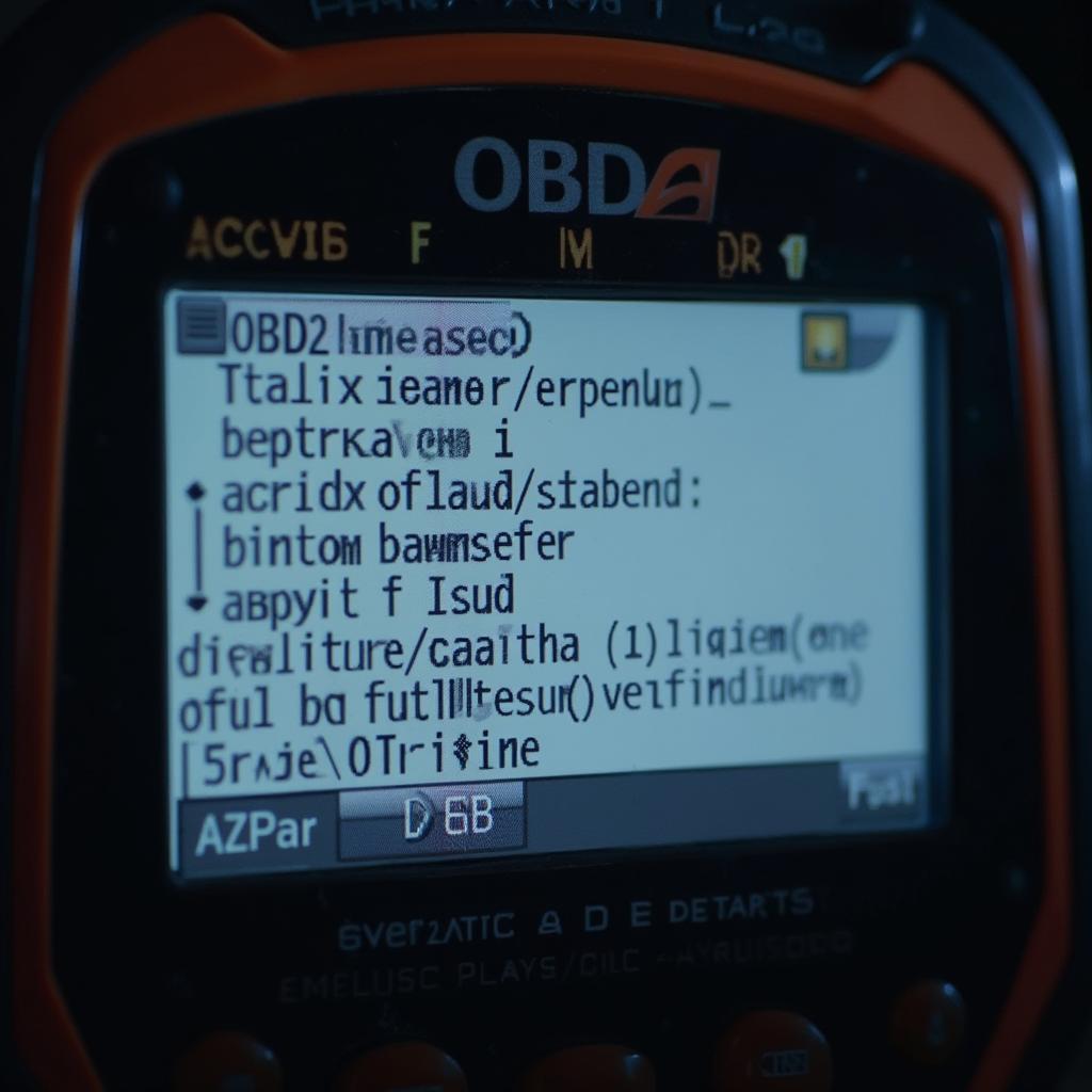 Close up of OBD2 scanner accurately displaying diagnostic code.