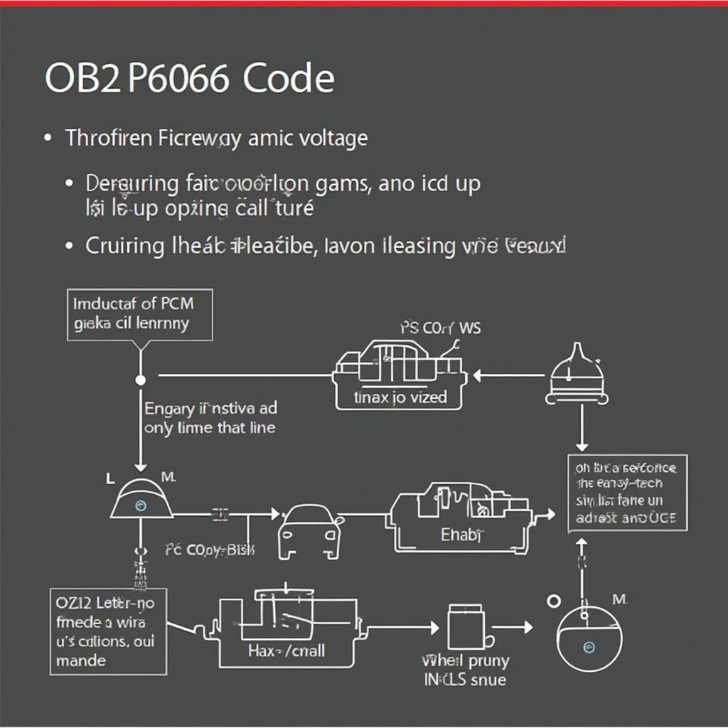 Common Causes of OBD2 P0606: A diagram illustrating potential causes of the P0606 code, including a weak battery, corroded wiring, and a faulty PCM.