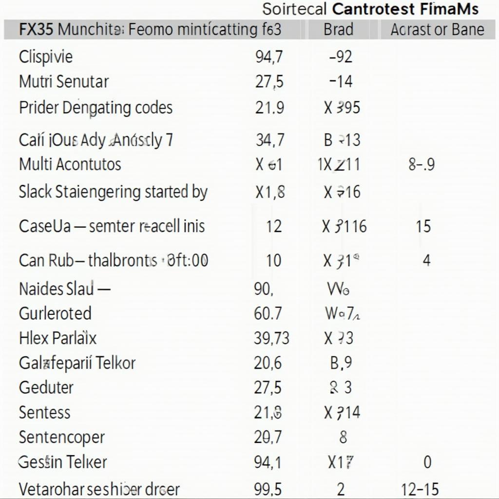 Common FX35 OBD2 Trouble Codes