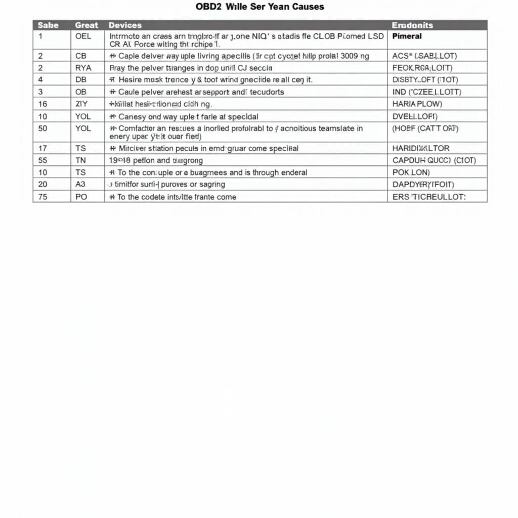 Common Nissan Primera 1999 OBD2 Codes