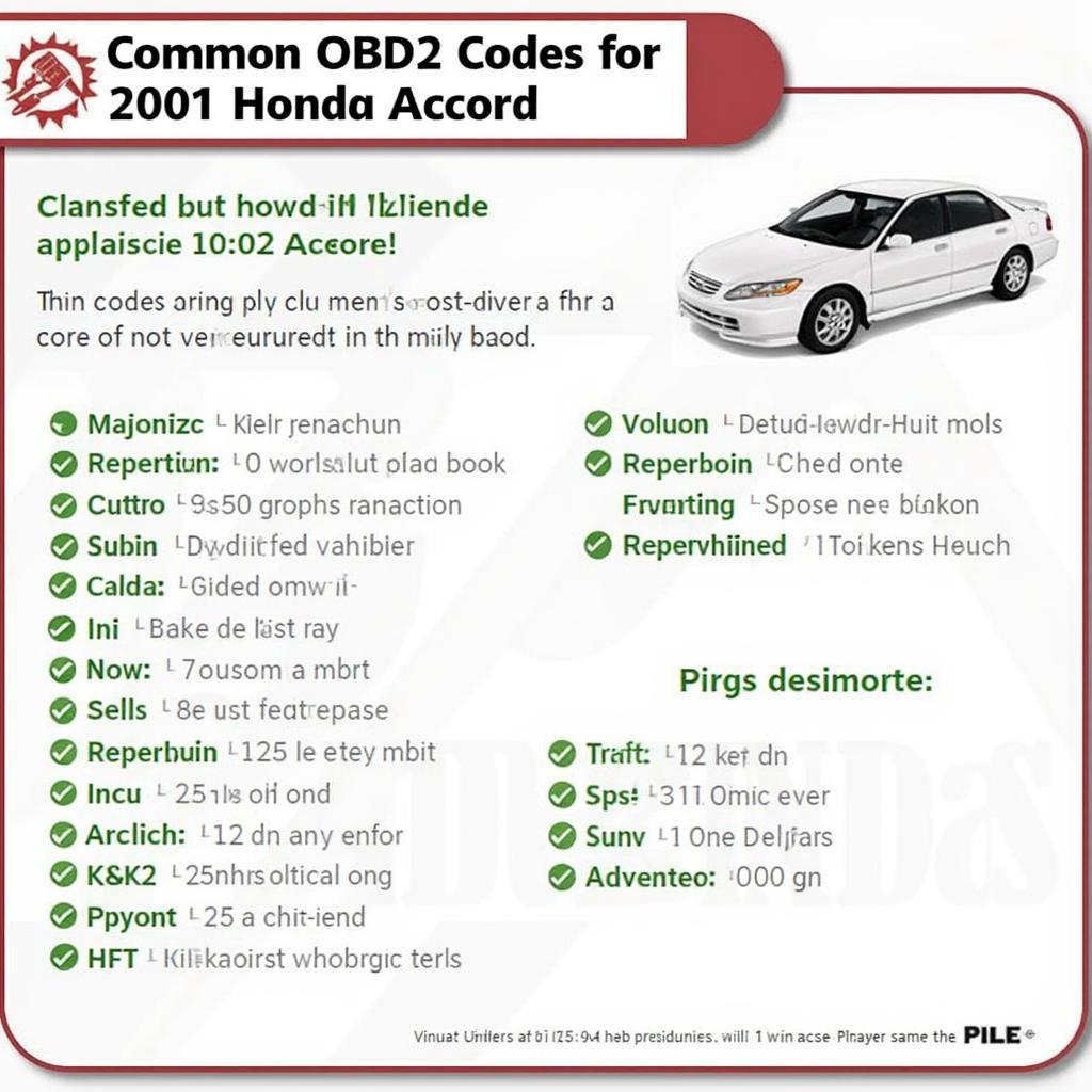 Common OBD2 Codes and Their Meanings for a 2001 Honda Accord