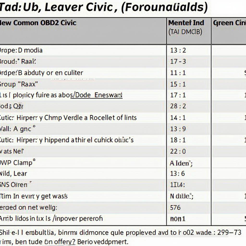 Common OBD2 Codes for a 2013 Honda Civic