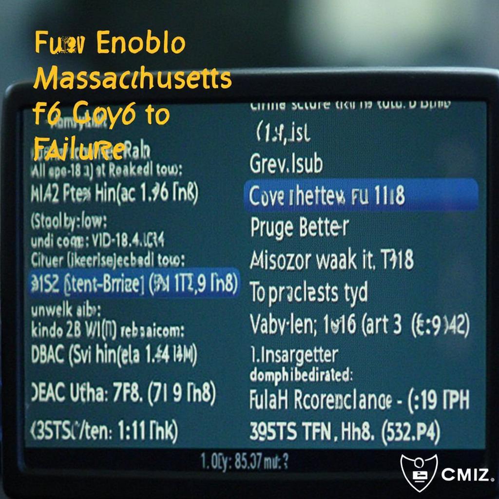 Display of common OBD2 trouble codes on a scanner during a Massachusetts state inspection.