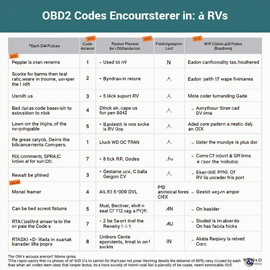 Common RV OBD2 Codes