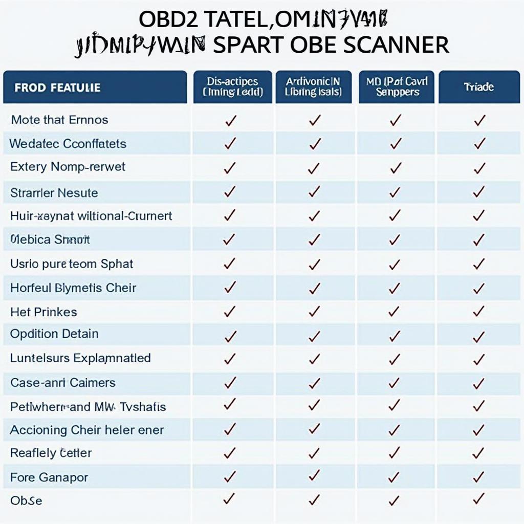 A comparison table showing various OBD2 scanners, including the vgate vs890, along with their features and prices.