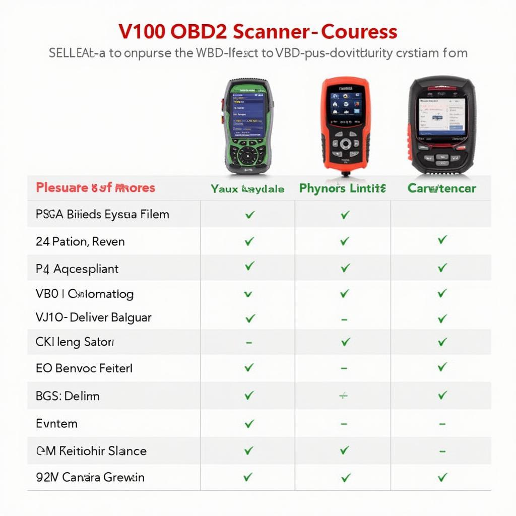 Comparing Different V100 OBD2 Scanner Models