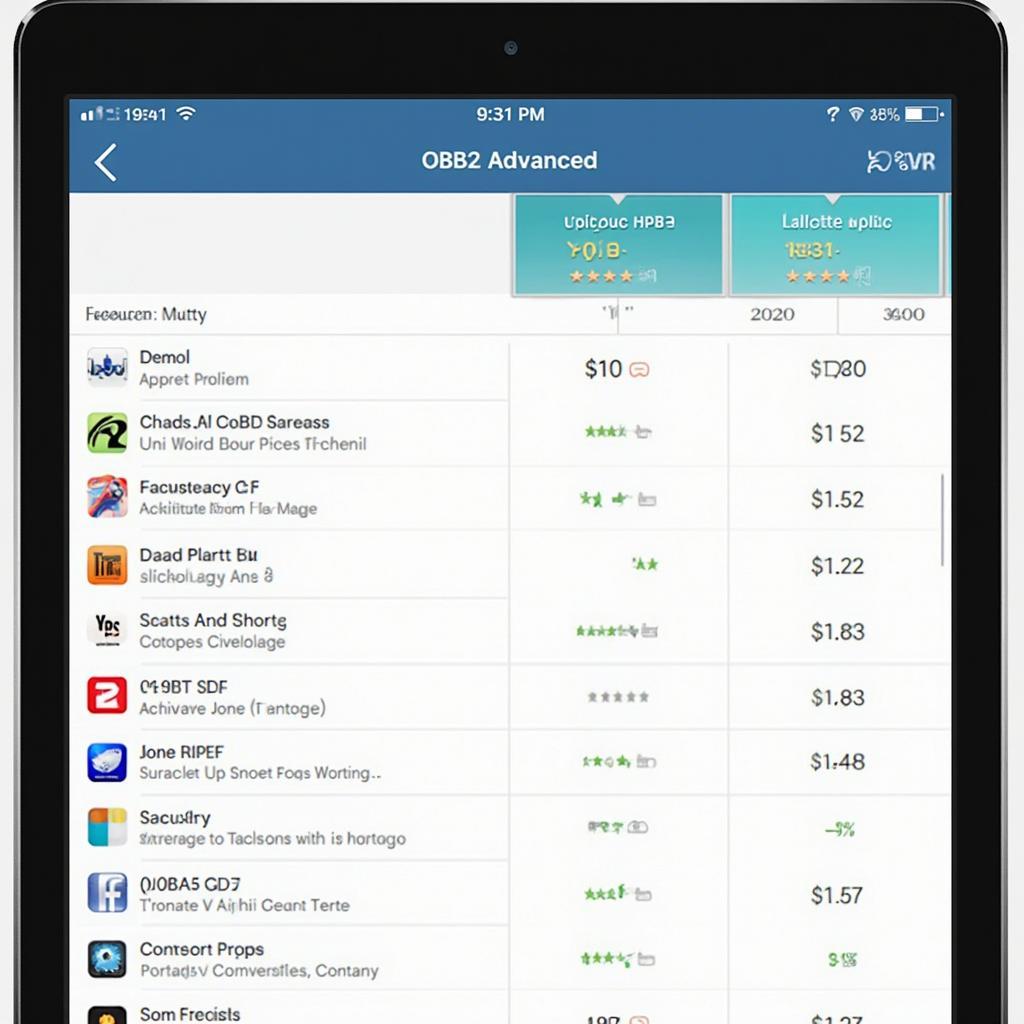 Comparing OBD2 Advanced Apps on a Tablet