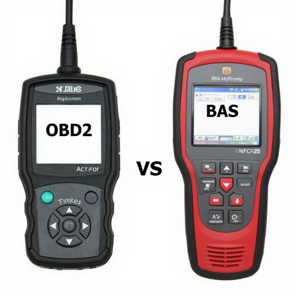 Side-by-side comparison of an OBD2 scanner and a BAS diagnostic tool