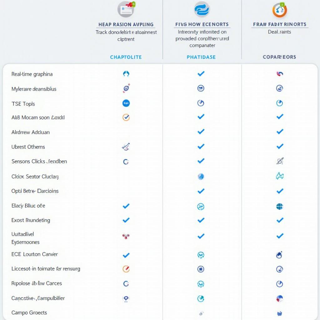 Comparison table of different OBD2 data logging software features