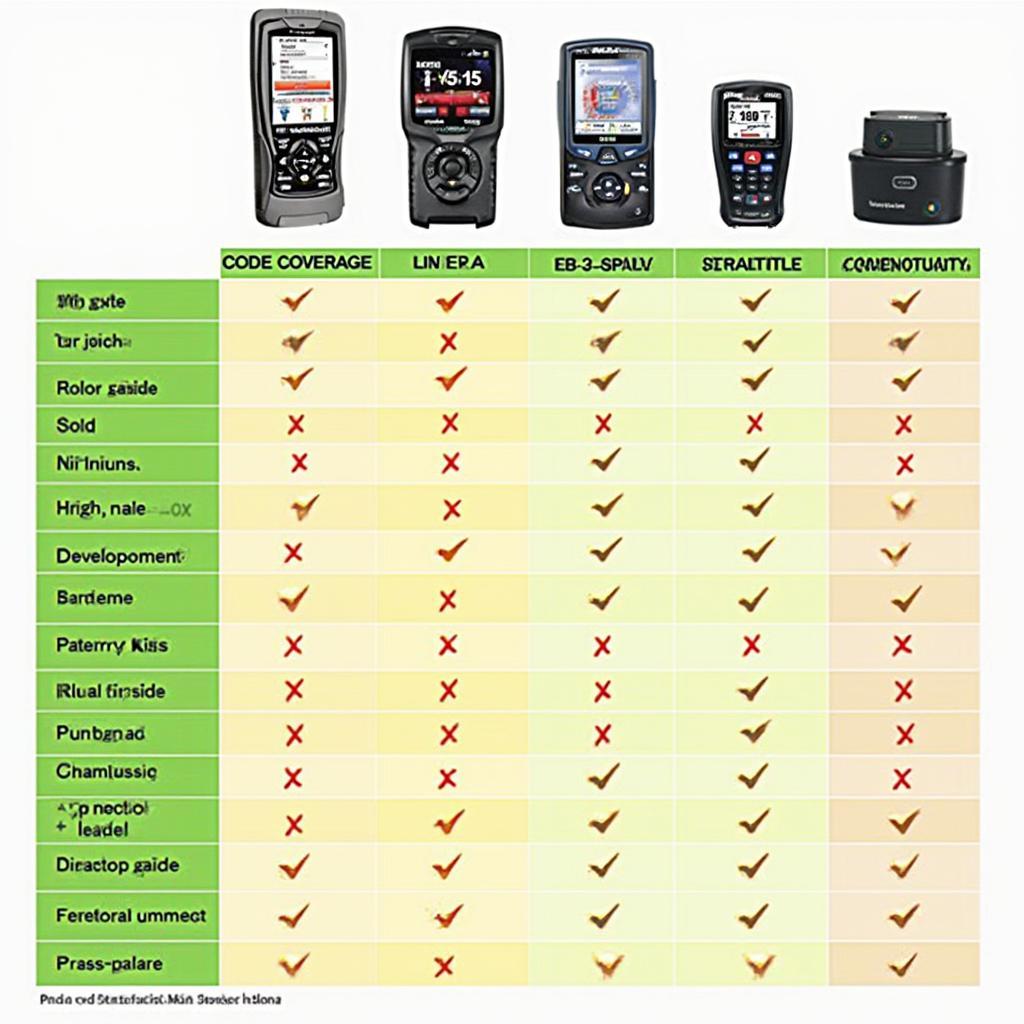 Comparison chart of different Streetwise OBD2 code reader models, highlighting key features and specifications.