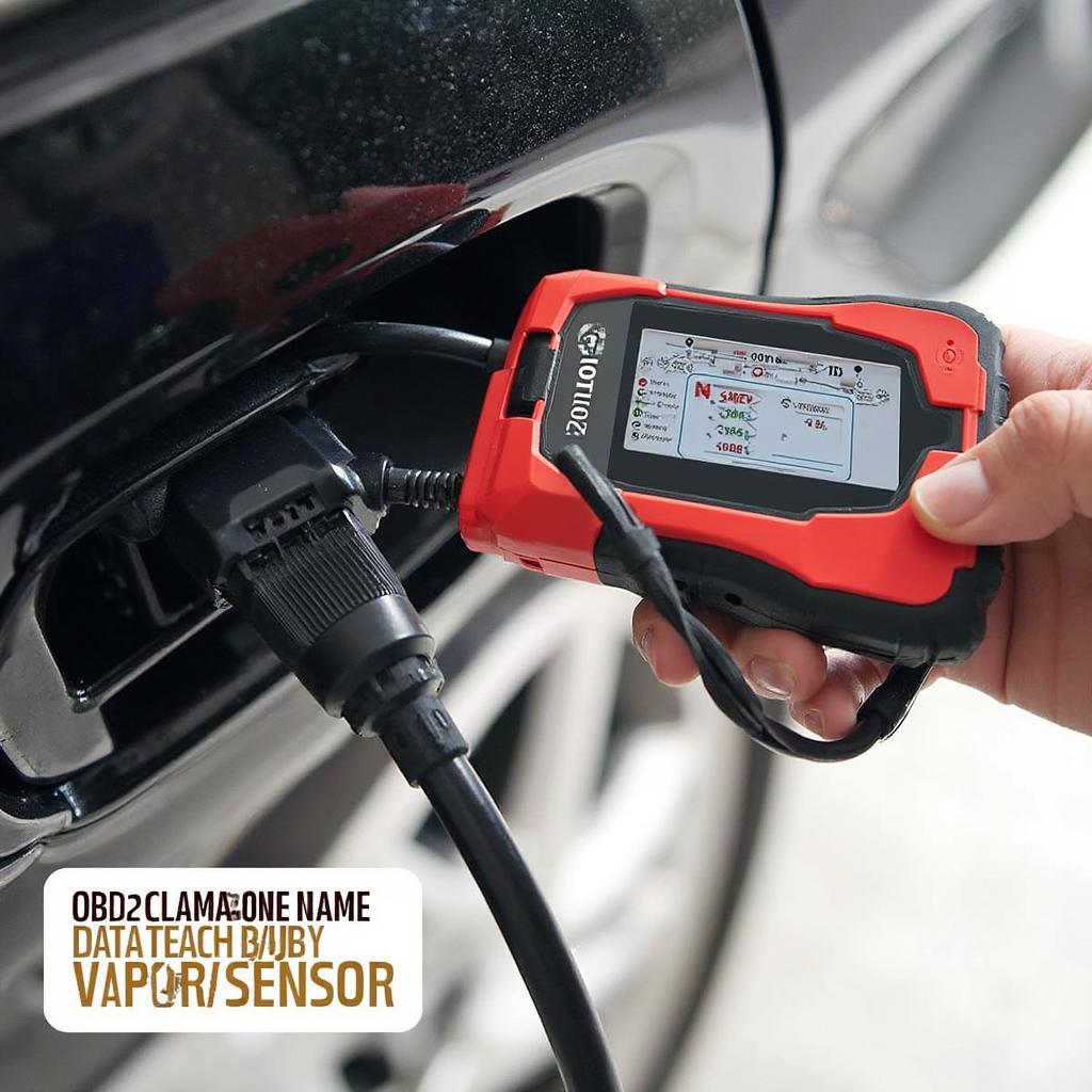 Connecting an OBD2 scan tool to a vehicle's diagnostic port to access and check the vapor sensor data.