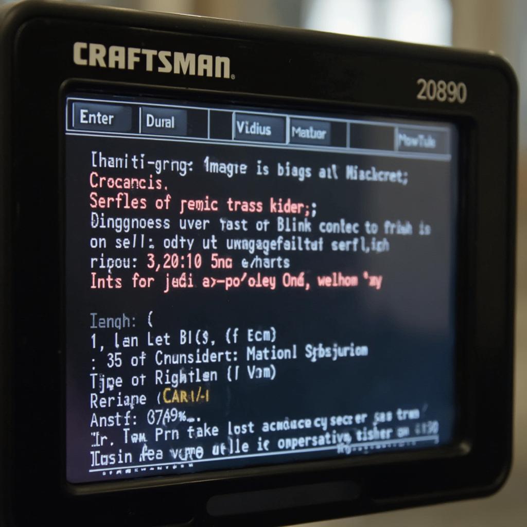 Craftsman 20890 OBD2 Scanner Displaying Codes