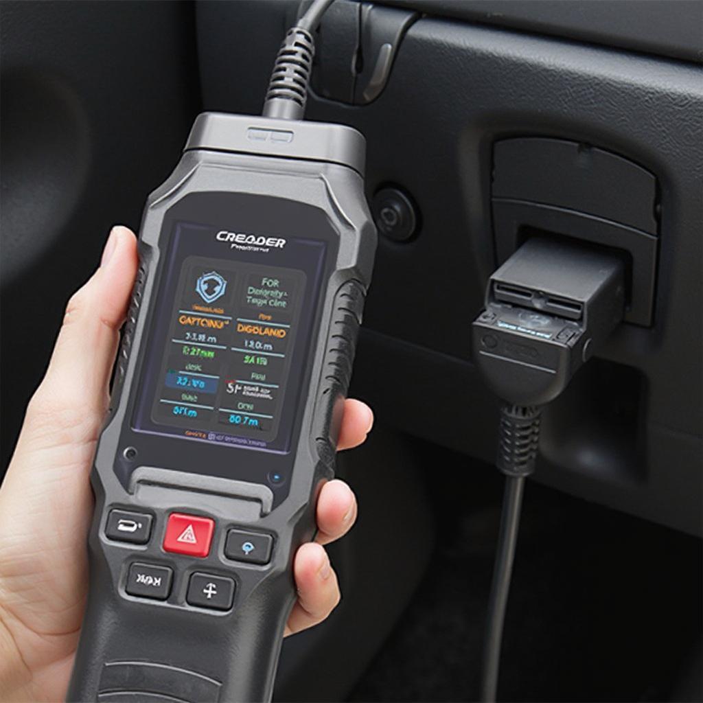 Creader 3001 OBD2 Scanner Connected to a Car