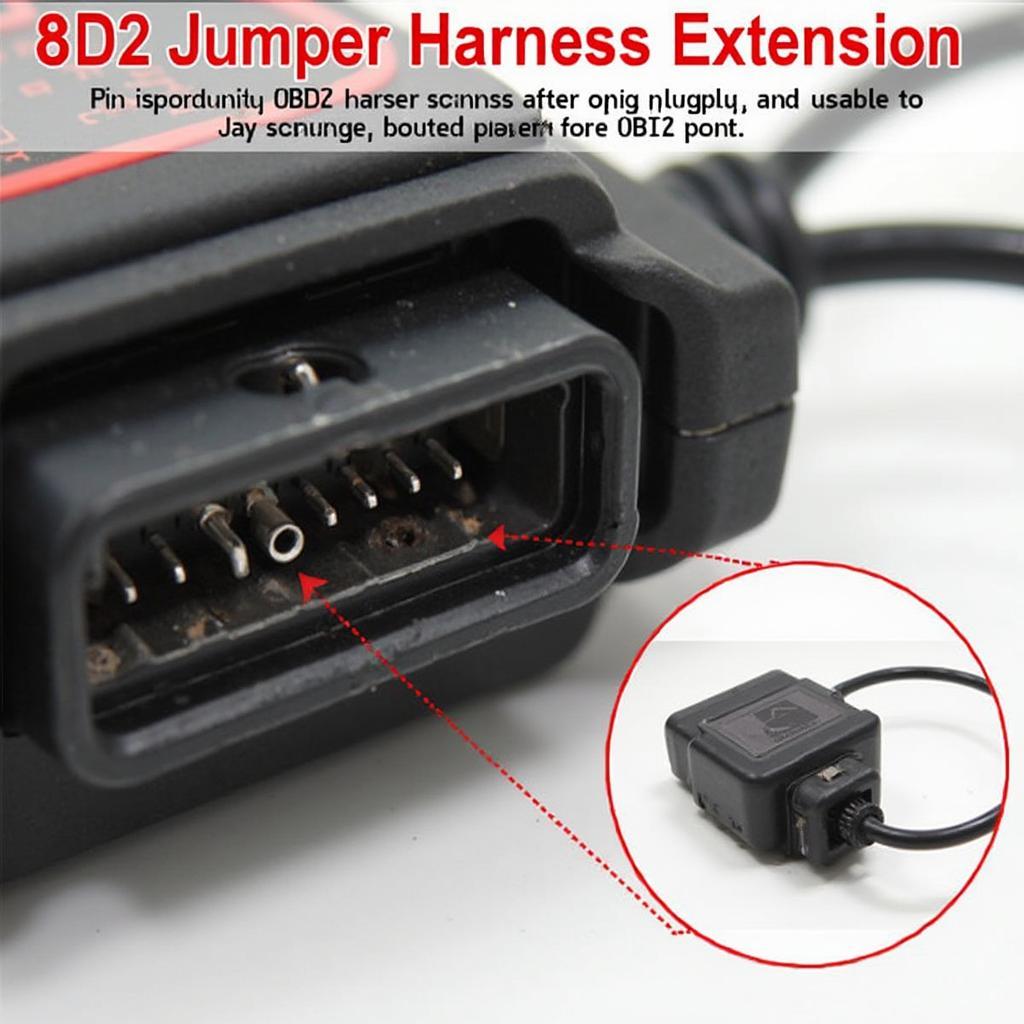 A close-up of a damaged OBD2 port.