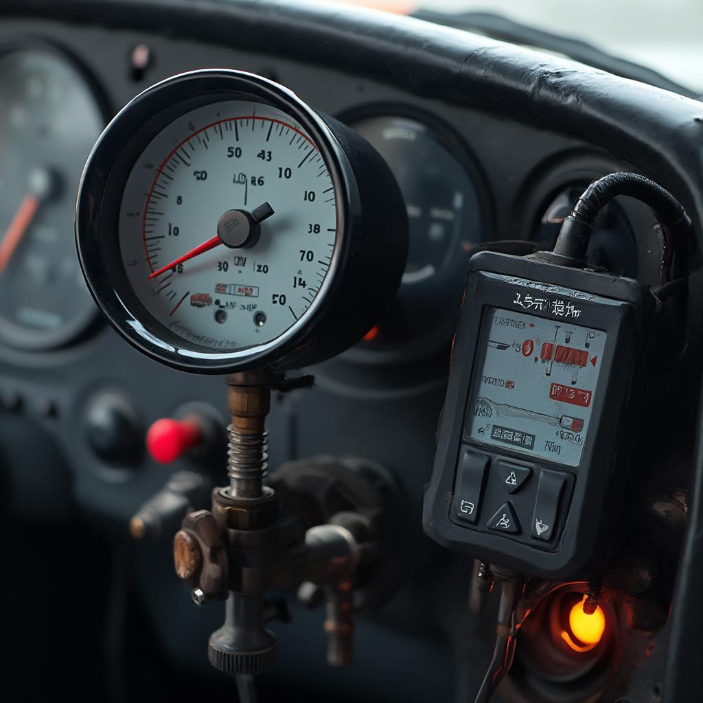 Diesel Cylinder Pressure Gauge Connected to OBD2 Port