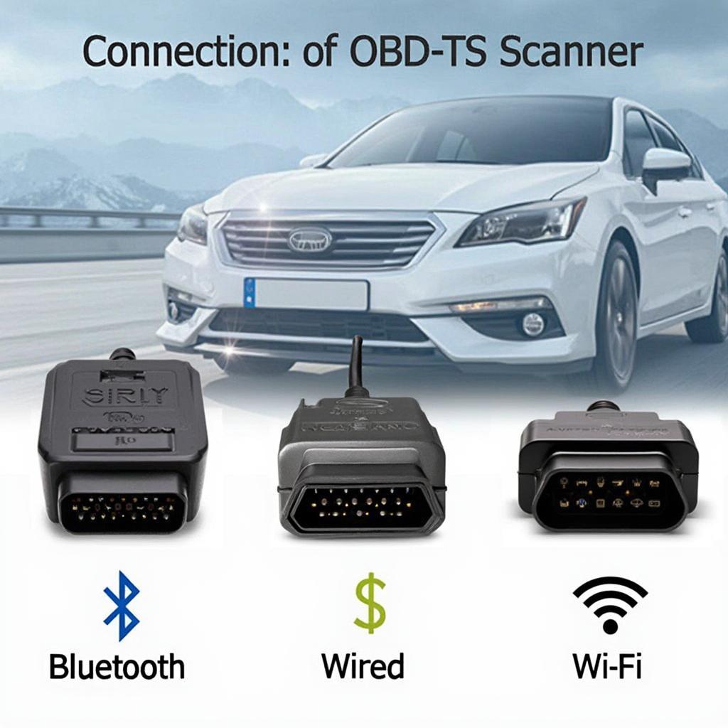 Different OBD2 connection types: Bluetooth, Wired, and Wi-Fi