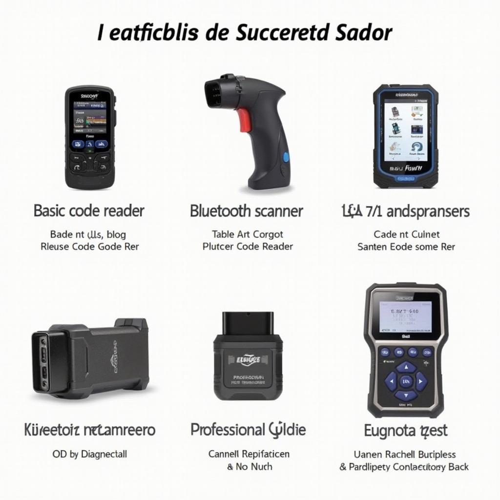 A variety of OBD2 scanners suitable for motorcycles, showcasing different sizes, features, and connectivity options.