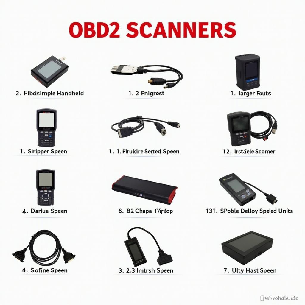 Various types of OBD2 scanners ranging from basic code readers to professional diagnostic tools