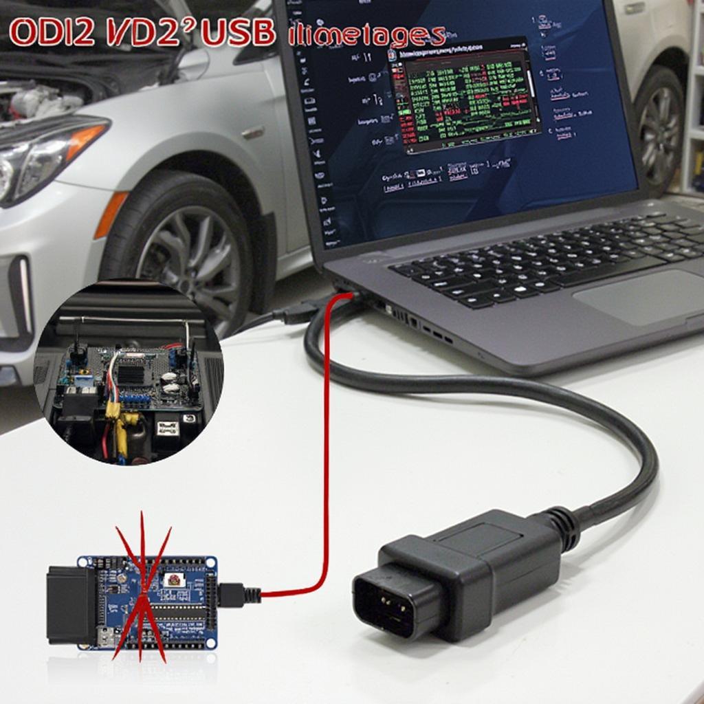 DIY OBD2 USB Interface Connected to Car