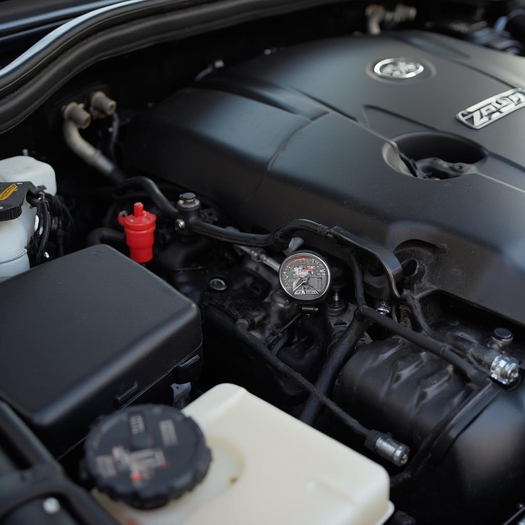 Ecoboost Engine Bay with Highlighted OBD2 Port