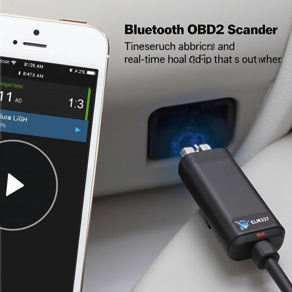 ELM327 OBD2 Bluetooth Scanner Connected to Car