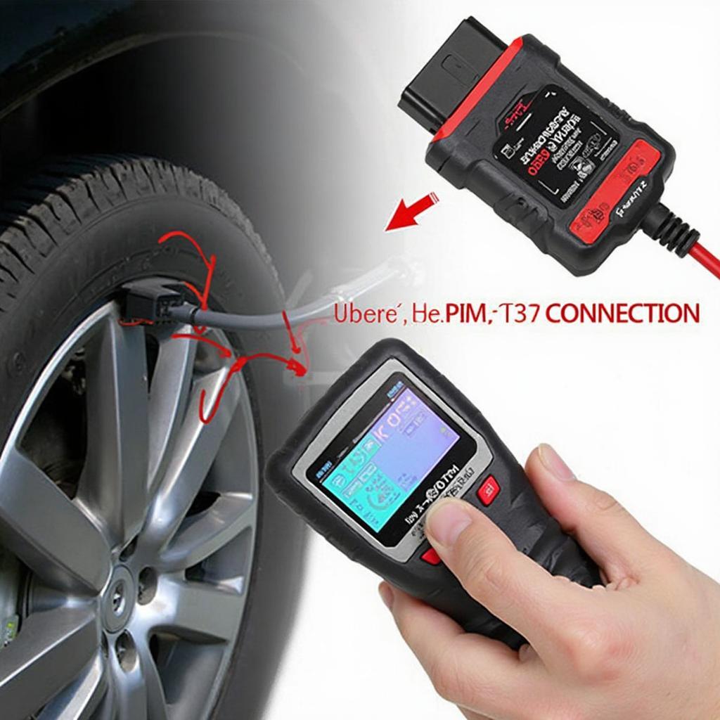 ELM327 adapter connected to a car's OBD2 port