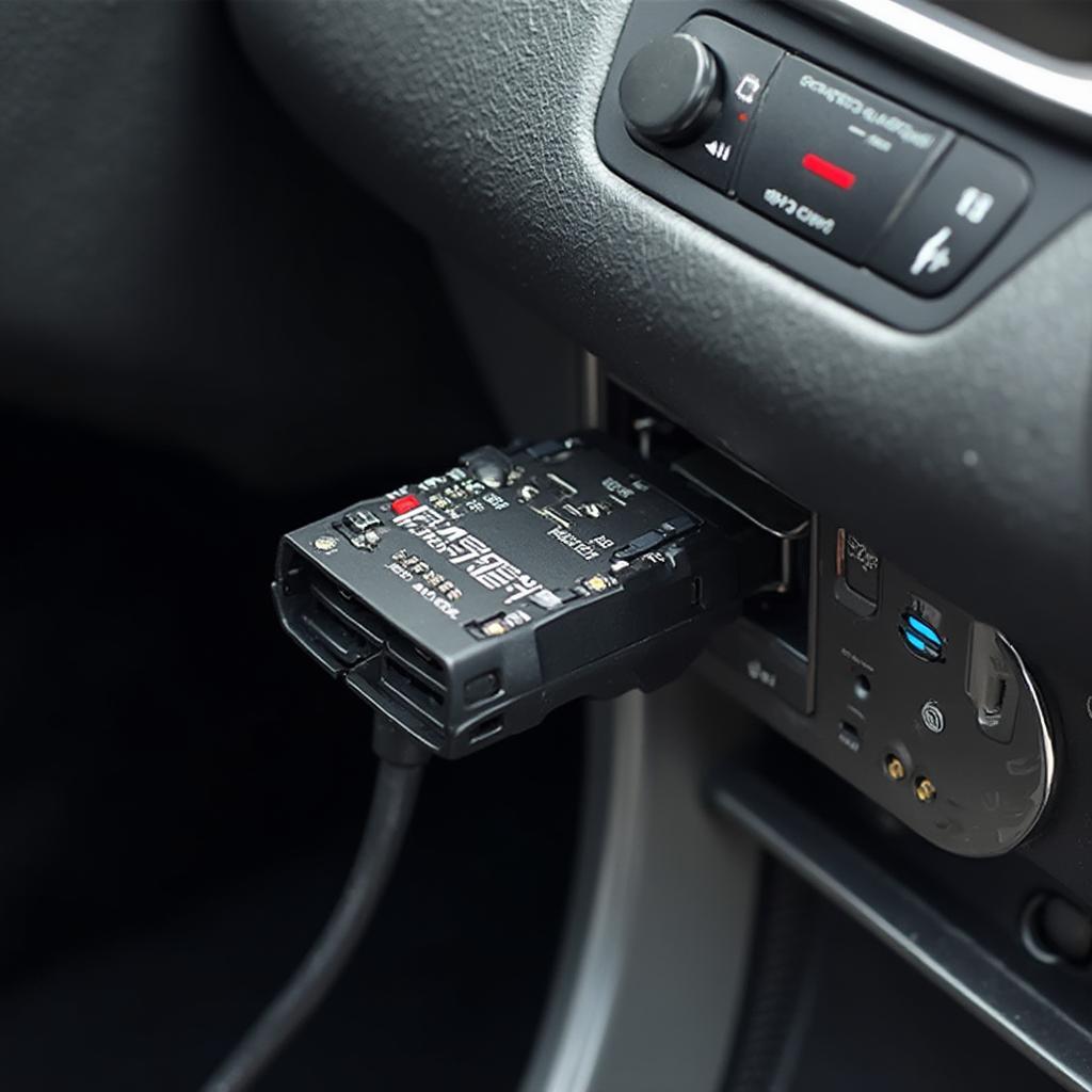 ELM327 Bluetooth Adapter Connected to OBD2 Port