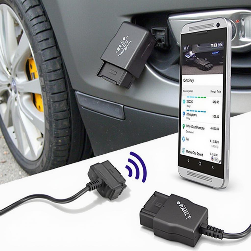 ELM327 Bluetooth OBD2 Adapter Connected to Car