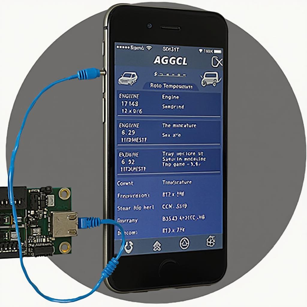 ELM327 Bluetooth OBD2 Adapter V2.2 Software Interface on a Smartphone