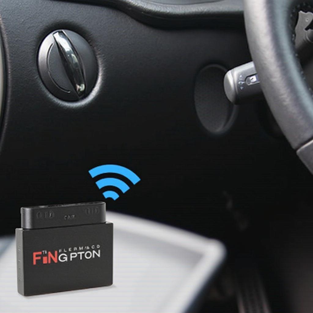 ELM327 OBD2 Bluetooth Adapter Connected to a Car's OBD Port