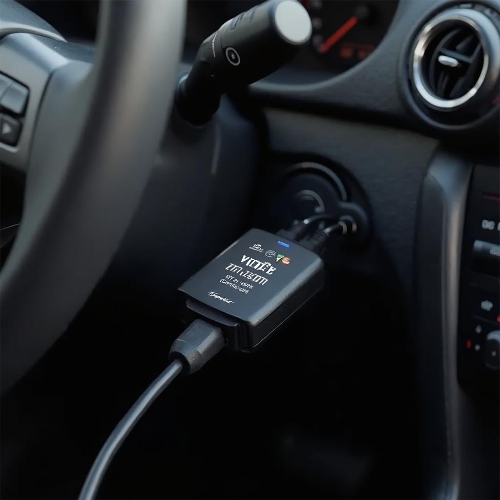 ELM327 USB Adapter Connected to Car OBD2 Port