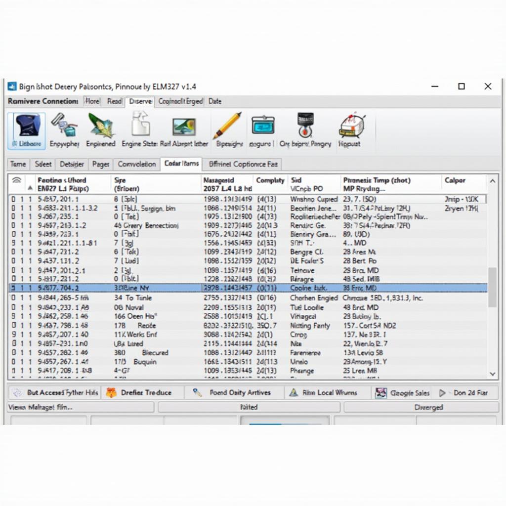 ELM327 v1.4 Software Interface Displaying Diagnostic Data