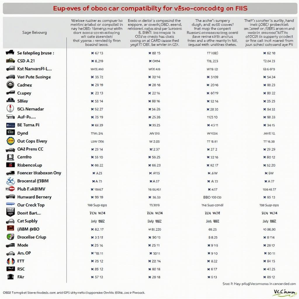 Euro Car OBD2 Compatibility Chart