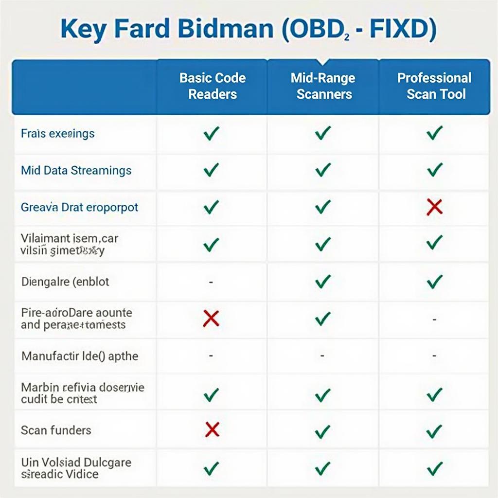 FIXD vs. OBD2 Feature Comparison Chart