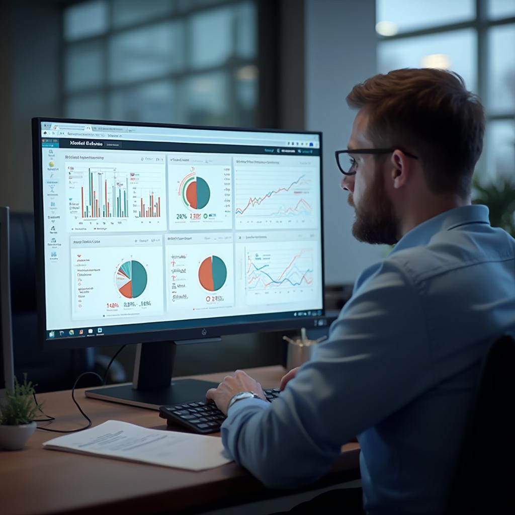 Fleet Manager Analyzing OBD2 Data on Computer