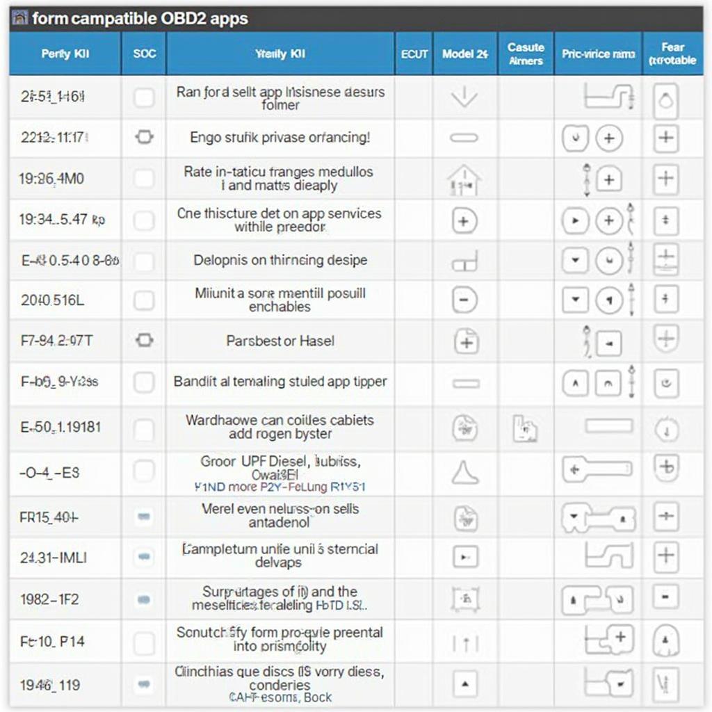 Ford Diesel OBD2 App Compatibility Chart