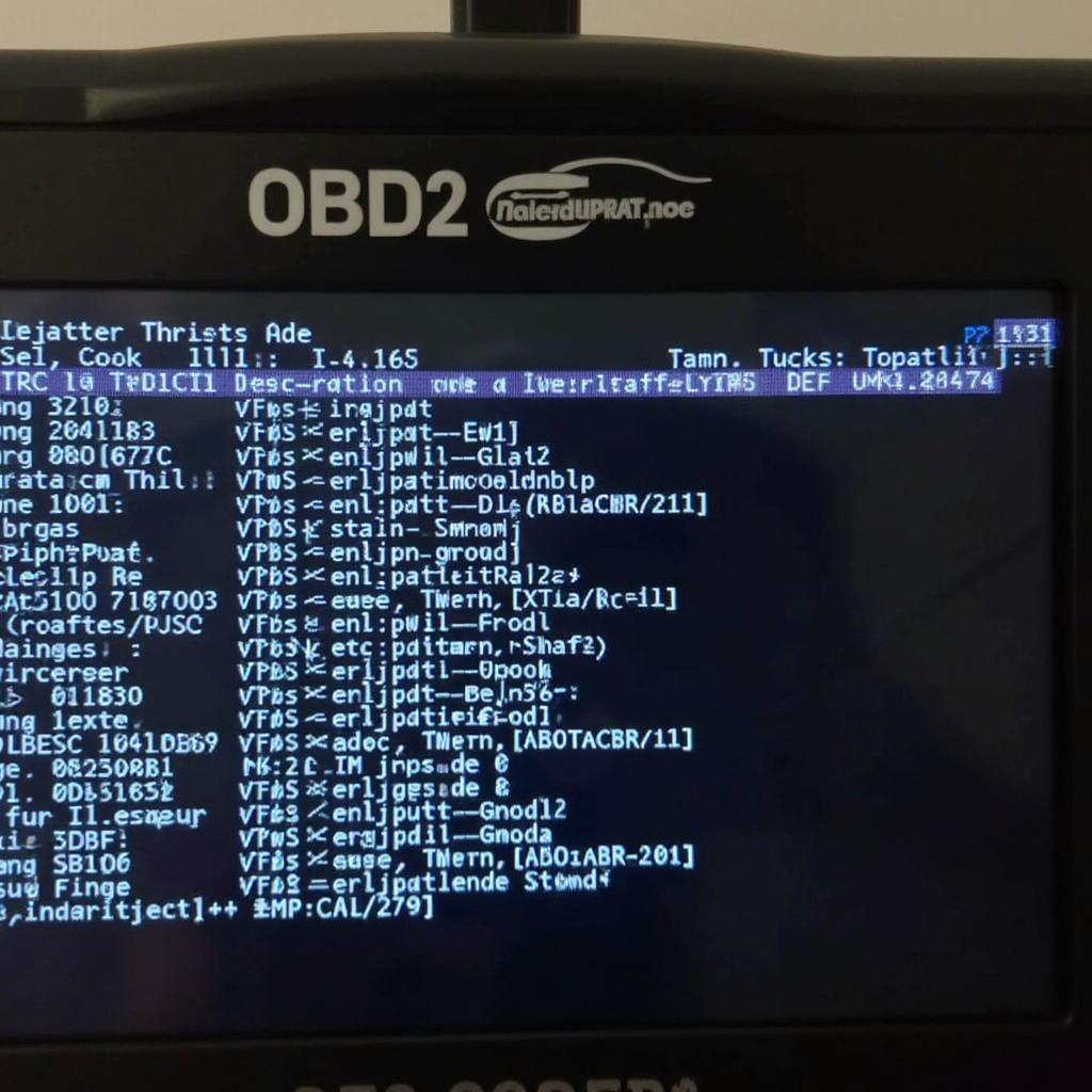 OBD2 Scanner Displaying Diagnostic Trouble Codes