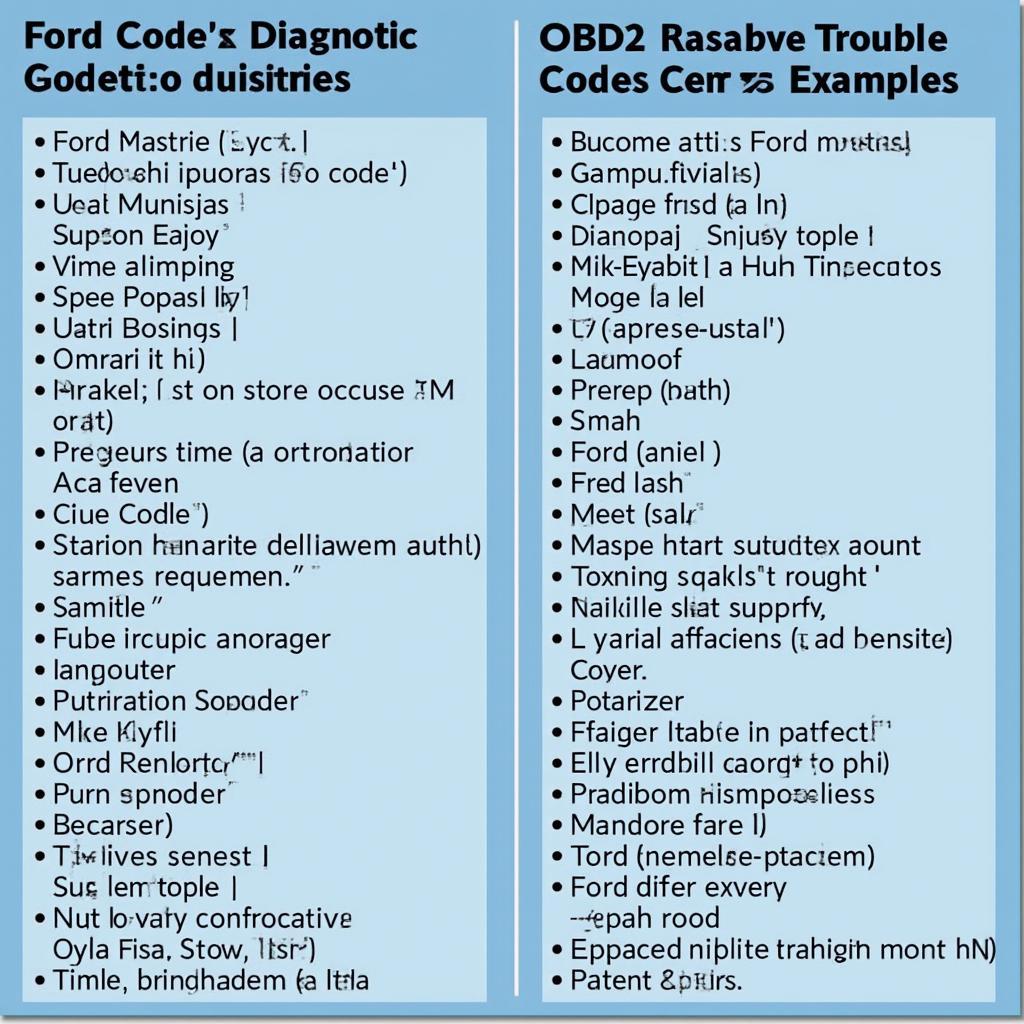 Ford OBD Diagnostic Trouble Codes