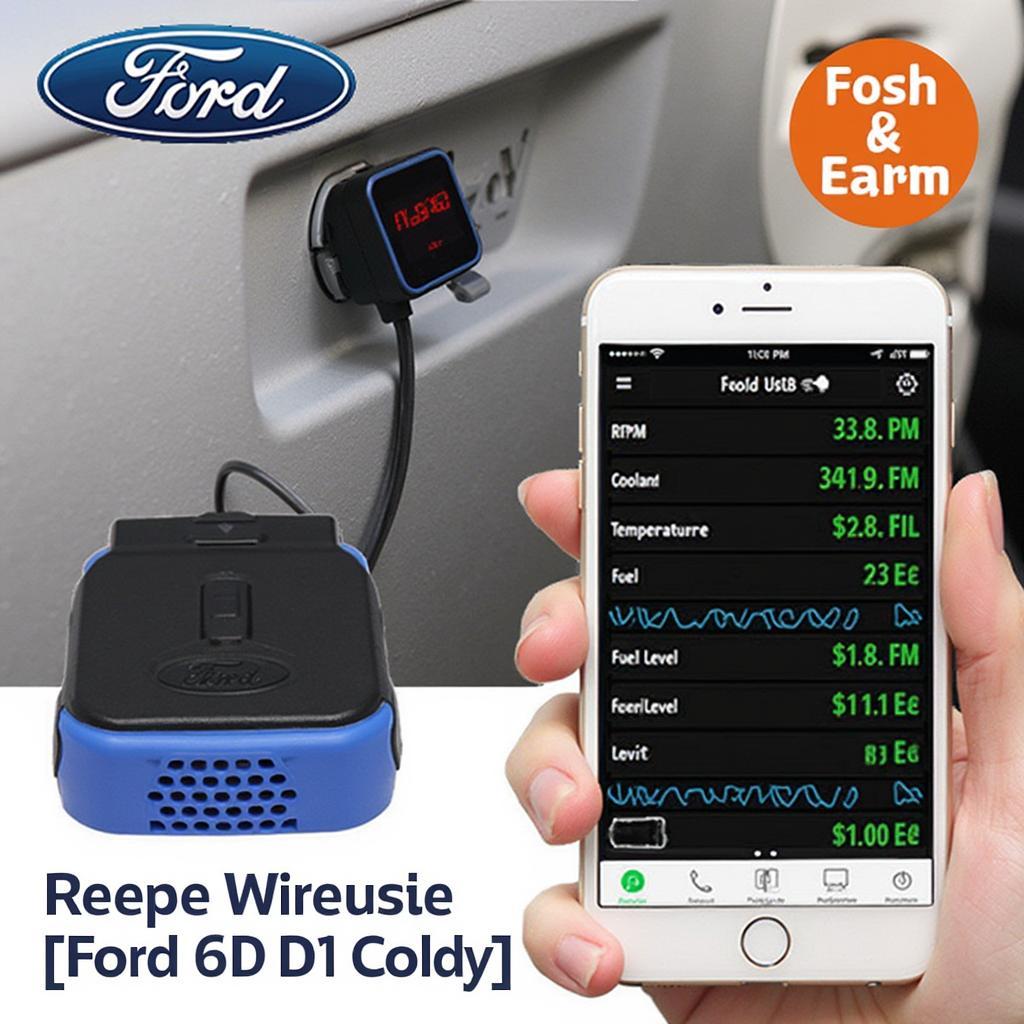 Ford OBD2 Bluetooth Scanner Connected to Smartphone