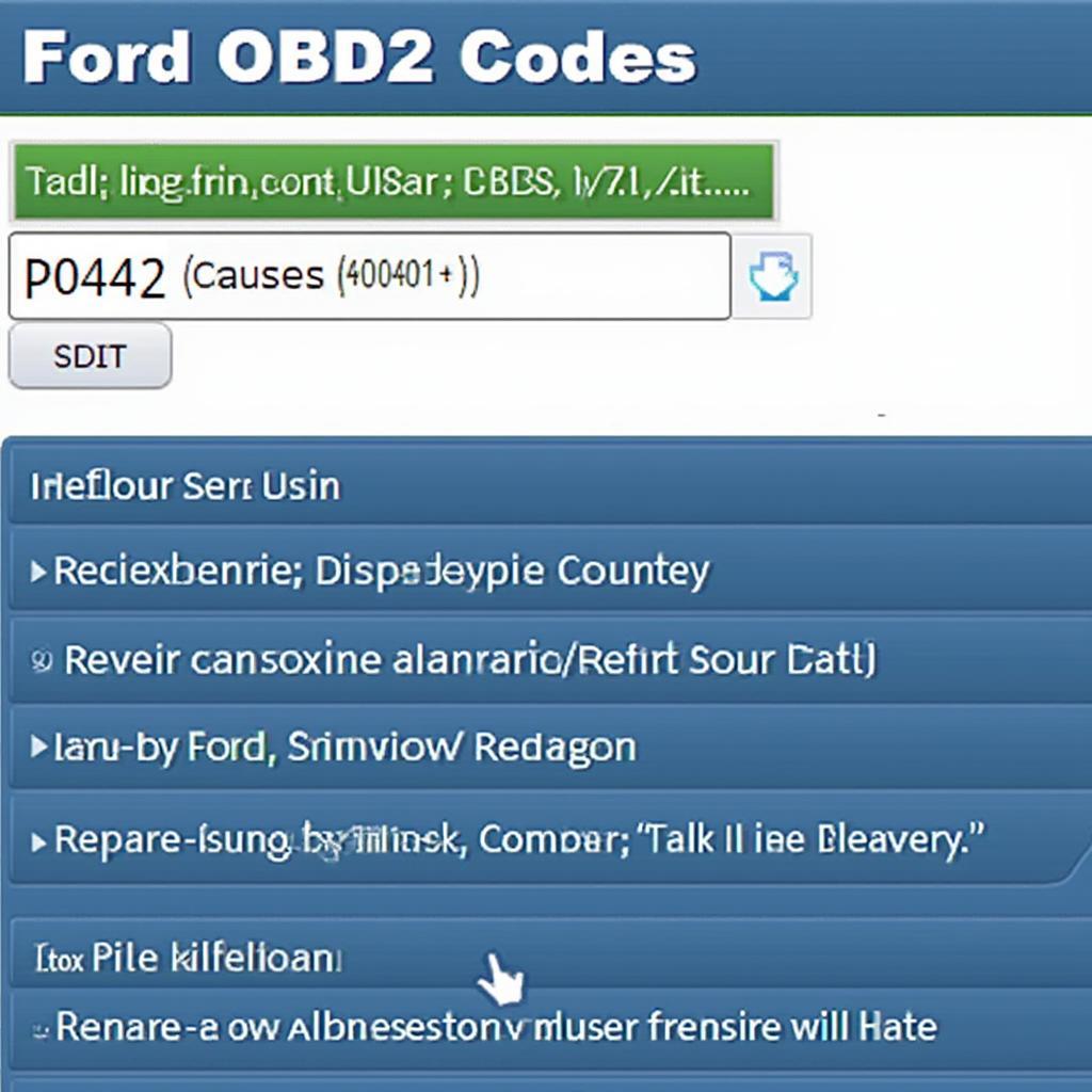 Online Ford OBD2 Code Lookup